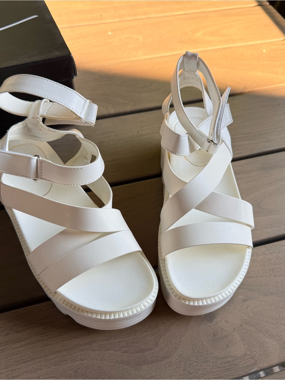 White Platform Strappy Sandals (Nasty Gal brand) - Women